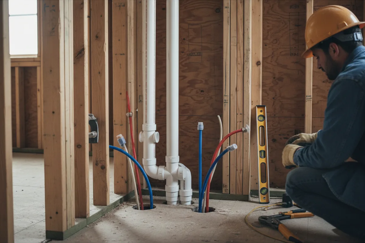 Drain and supply rough-in during Sump Pump Repair in Clifton